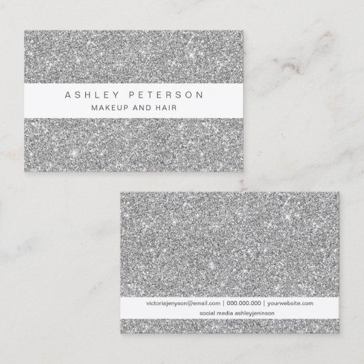 Chic Make-up silber Glitzer Glitzern Sequenzen Visitenkarte (Vorne/Hinten)