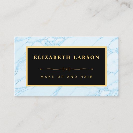 Chic Makeup Aqua Blue Marble Artist Salon Visitenkarte (Vorderseite)