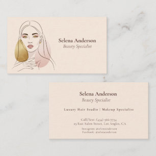 Chic Makeup Artist Friseursalon Linienkunst  Visitenkarte