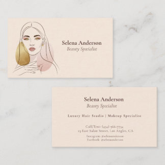 Chic Makeup Artist Friseursalon Linienkunst  Visitenkarte