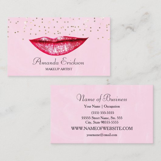 Chic Makeup Artist Pink Gold Imitats Diamant Blend Visitenkarte (Vorne/Hinten)