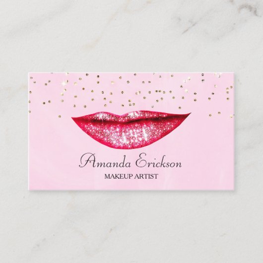 Chic Makeup Artist Pink Gold Imitats Diamant Blend Visitenkarte (Vorderseite)
