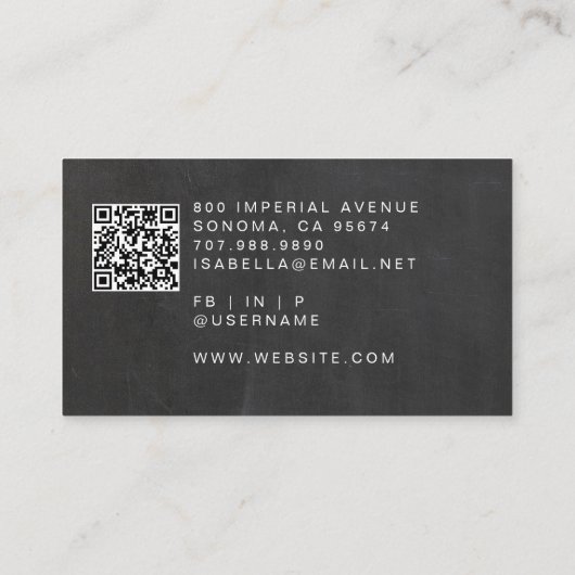 Chic Makeup Artist QR Code Black Visitenkarte (Rückseite)