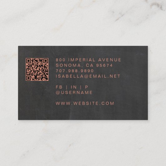 Chic Makeup Artist QR Code Kupfer Schwarz Visitenkarte (Rückseite)