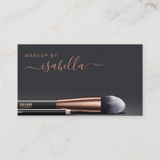 Chic Makeup Artist QR Code Kupfer Schwarz Visitenkarte (Vorderseite)