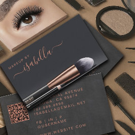 Chic Makeup Artist QR Code Kupfer Schwarz Visitenkarte
