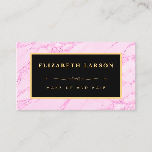 Chic Makeup Bright Pink Marble Artist Friseur Salo Visitenkarte (Vorderseite)