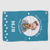 Chic MAMA Golfer Personalisiertes Foto Golfer Aqua Golfhandtuch (Horizontal)