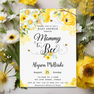 Chic Mama to Bee Yellow Floral Baby Shower Neutral Einladung