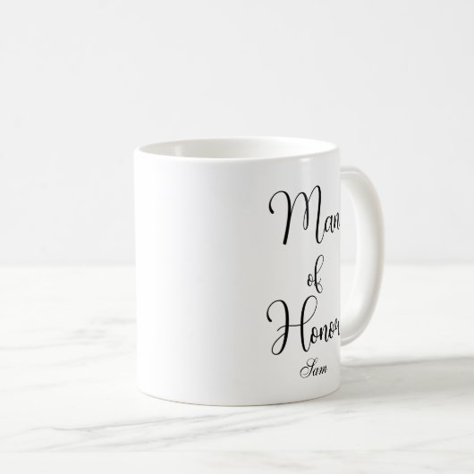 Chic Man of Honour Black Custom Wedding Kaffeetasse (VorderseiteRechts)
