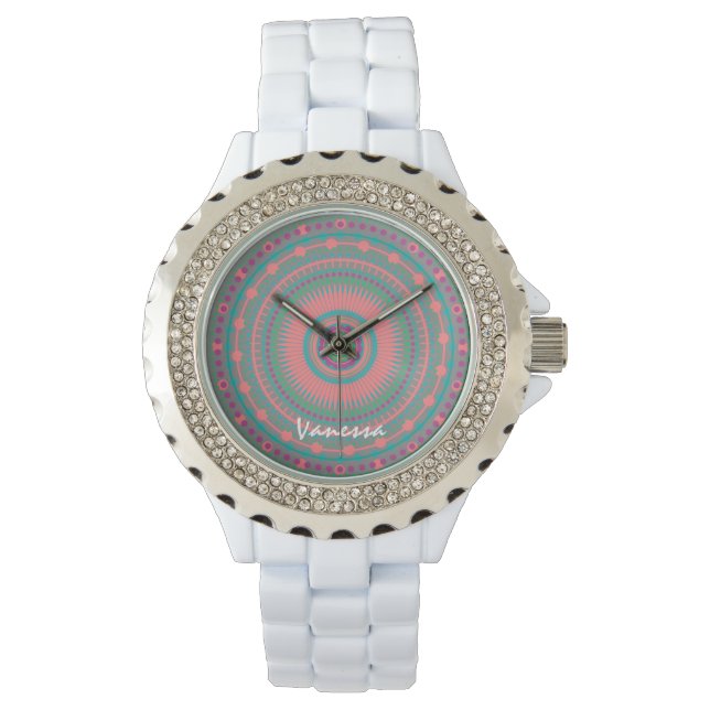 Chic Mandala Mit Monogramm Watch Armbanduhr (Vorderseite)