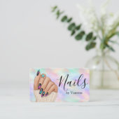 Chic Manicurist Artist Nail Studio Iridescent Opal Visitenkarte (Stehend Vorderseite)