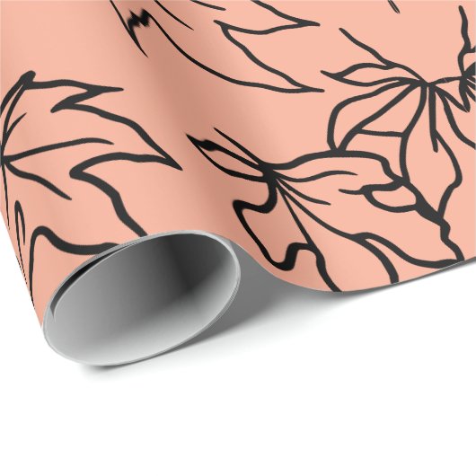 Chic Maple Leaf Kontur benutzerdefinierte Farbüber Geschenkpapier (Rolleneckpunkt)