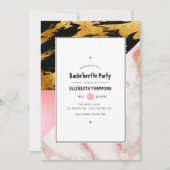 Chic Marble and Foil Geometric Junggeselinnen-Absc Einladung (Vorderseite)