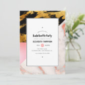 Chic Marble and Foil Geometric Junggeselinnen-Absc Einladung (Stehend Vorderseite)