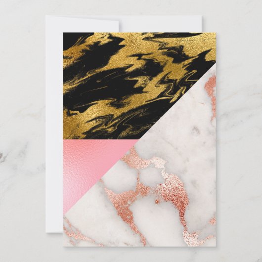 Chic Marble and Foil Geometric Junggeselinnen-Absc Einladung (Rückseite)