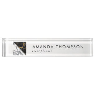 Chic Marble and Foil Geometric Namensplakette
