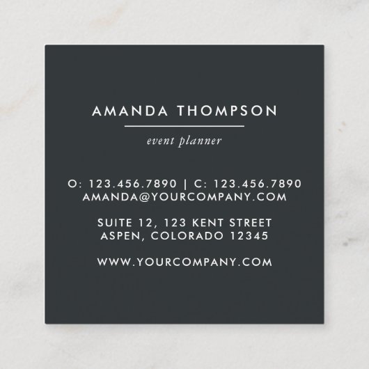 Chic Marble and Foil Geometric Quadratische Visitenkarte (Rückseite)