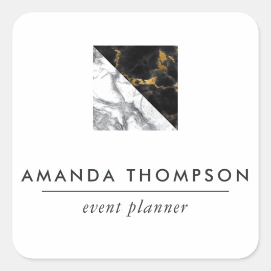 Chic Marble and Foil Geometric Quadratischer Aufkleber (Vorderseite)