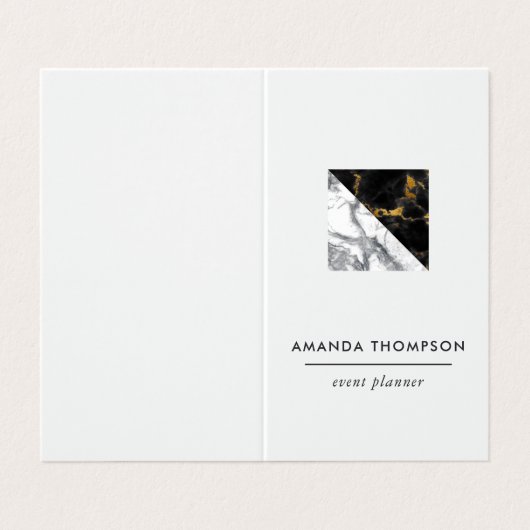 Chic Marble and Foil Geometric Visitenkarten (Außenseite Aufgefaltet)