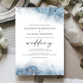 Chic Marble Blue Silver Wedding Einladung