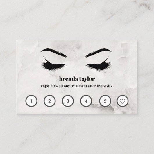Chic Marble Browbar Eyelash Custom Loyalty Visitenkarte (Vorderseite)
