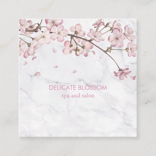 Chic Marble Delicate Blossom Square Quadratische Visitenkarte (Vorderseite)