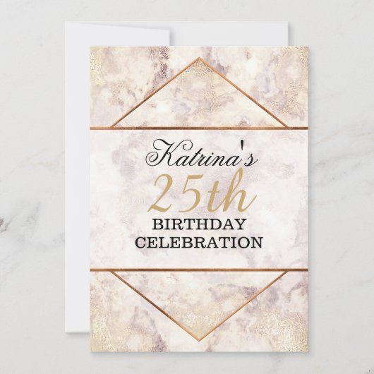 Chic Marble Geburtstagsparty Einladung (Vorderseite)