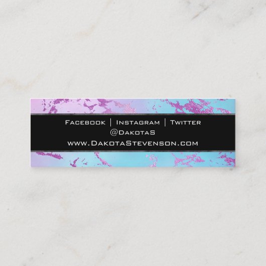 Chic Marble | Glitzy Glam Lila und Blue Branding Mini Visitenkarte (Rückseite)