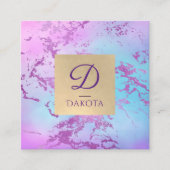 Chic Marble | Glitzy Glam Lila und Blue Branding Quadratische Visitenkarte (Vorderseite)
