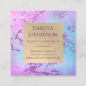 Chic Marble | Glitzy Glam Lila und Blue Branding Quadratische Visitenkarte (Rückseite)