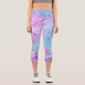 Chic Marble | Glitzy Glam Violet Lila Blue Ombre Capri Leggings (Vorderseite)