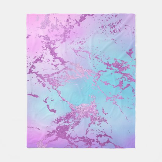 Chic Marble | Glitzy Glam Violet Lila Blue Ombre Fleecedecke (Vorderseite)