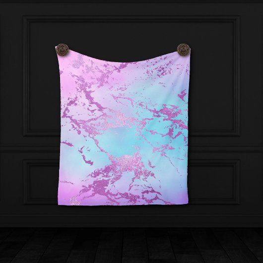 Chic Marble | Glitzy Glam Violet Lila Blue Ombre Fleecedecke
