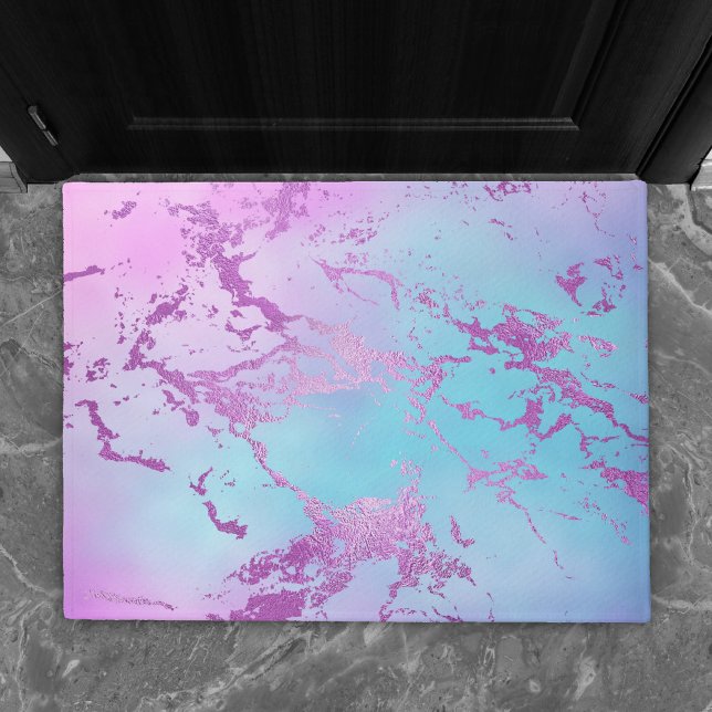 Chic Marble | Glitzy Glam Violet Lila Blue Ombre Fußmatte (Von Creator hochgeladen)