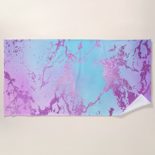 Chic Marble | Glitzy Glam Violet Lila Blue Ombre Strandtuch (Vorderseite)