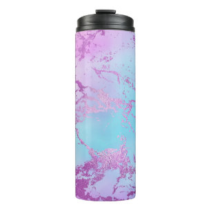 Chic Marble   Glitzy Glam Violet Lila Blue Ombre Thermosbecher