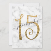 Chic Marble Gold Confetti Border Quinceañera Einladung (Rückseite)