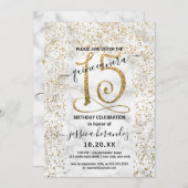 Chic Marble Gold Confetti Border Quinceañera Einladung (Vorne/Hinten)