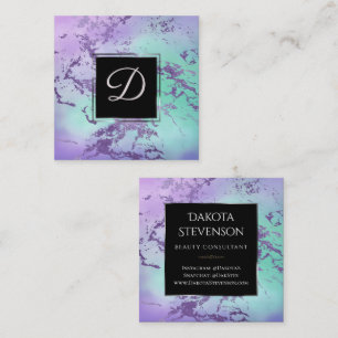Chic Marble   Lavendel Lila Minze Green Custom Quadratische Visitenkarte