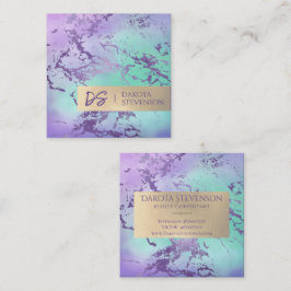 Chic Marble | Lavendel Lila Minze Green Custom Quadratische Visitenkarte