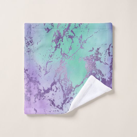 Chic Marble | Lavender Lila und Minze Green Badhandtuch Set (Waschlappen)