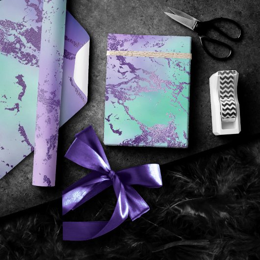 Chic Marble | Lavender Lila und Minze Green Geschenkpapier