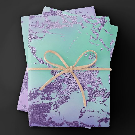 Chic Marble | Lavender Lila und Minze Green Geschenkpapier Set