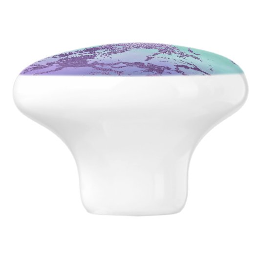 Chic Marble | Lavender Lila und Minze Green Keramikknauf (Seitenansicht)