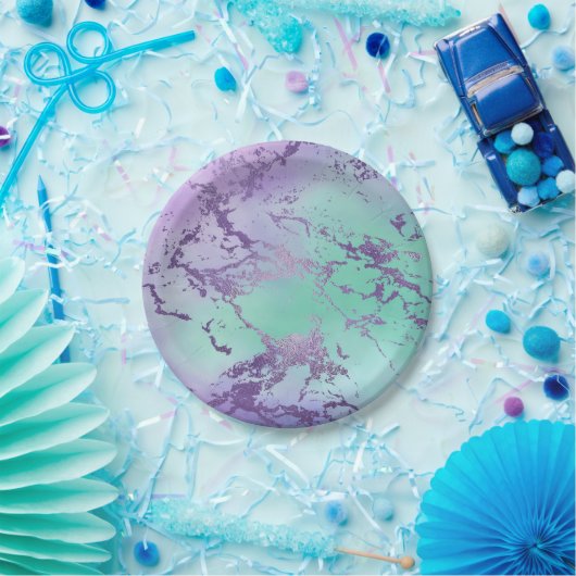 Chic Marble | Lavender Lila und Minze Green Pappteller (Party)