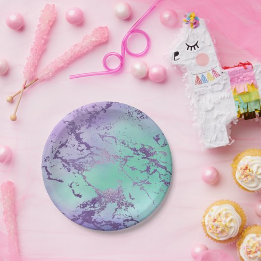 Chic Marble | Lavender Lila und Minze Green Pappteller (Party)