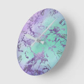 Chic Marble | Lavender Lila und Minze Green Runde Wanduhr (Winkel)