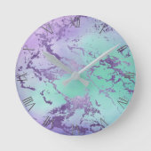 Chic Marble | Lavender Lila und Minze Green Runde Wanduhr (Vorderseite)
