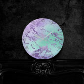 Chic Marble | Lavender Lila und Minze Green Runde Wanduhr